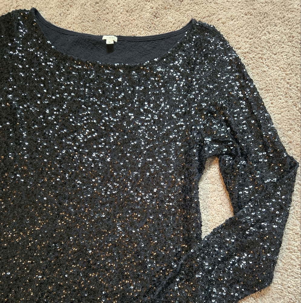 J. CREW Black Sequin Women's Top - Picture 3 of 4